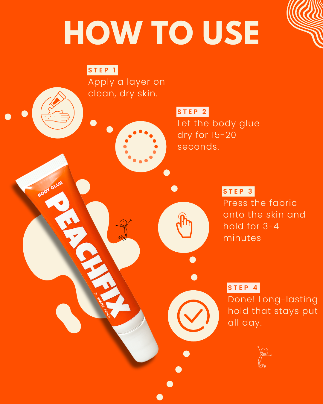 [New-Packing] PeachFix Body Glue – Sweat-Proof, No-Slip Hold (20ML)