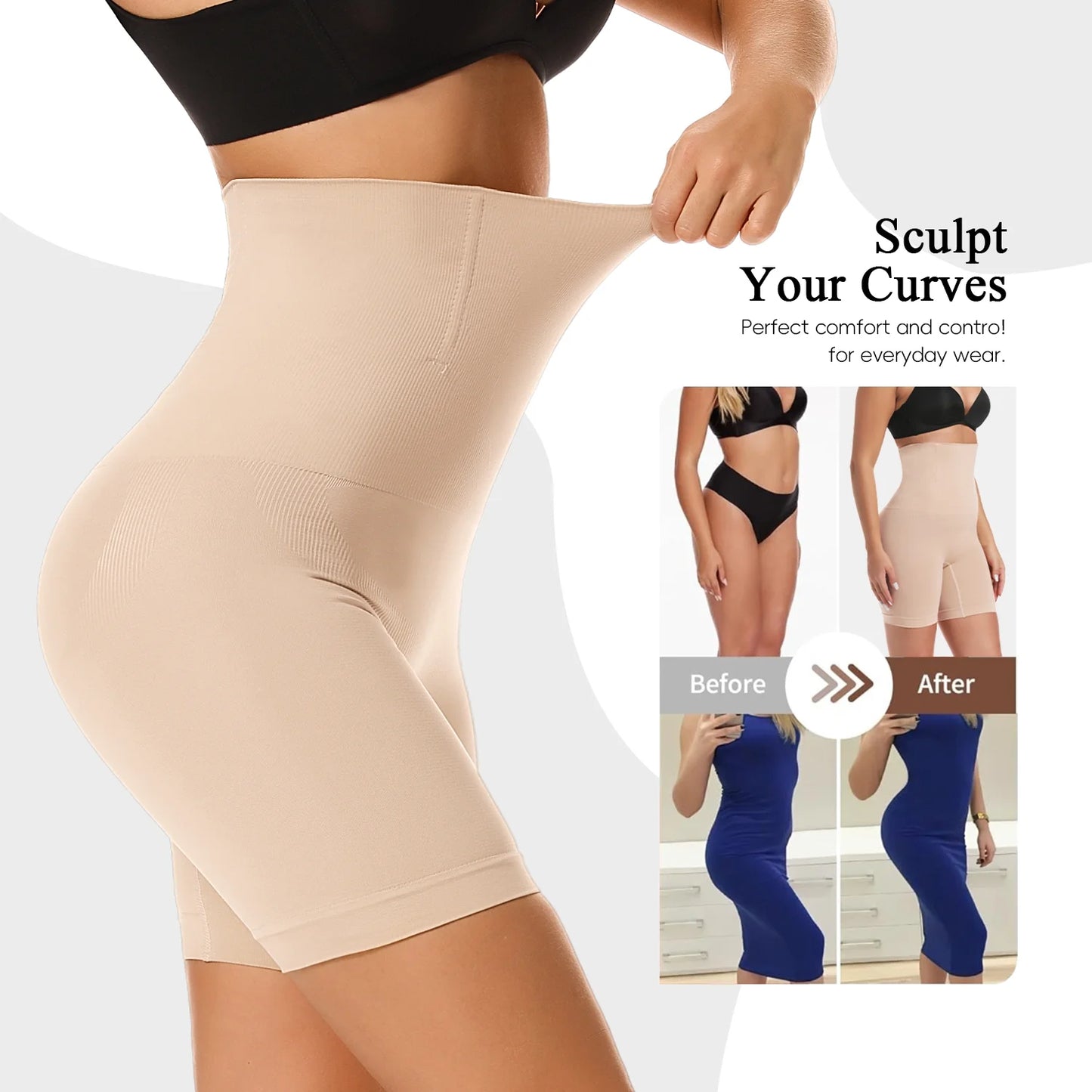 High Waist Tummy Shaper Shorts - Instant Slim Look