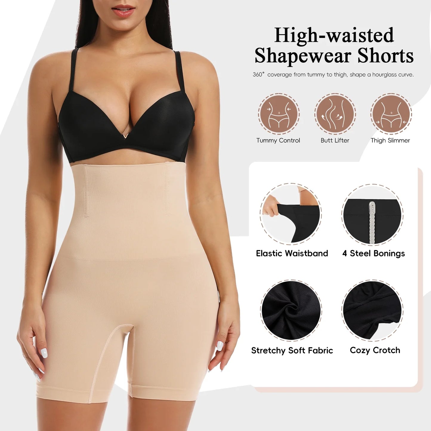 High Waist Tummy Shaper Shorts - Instant Slim Look