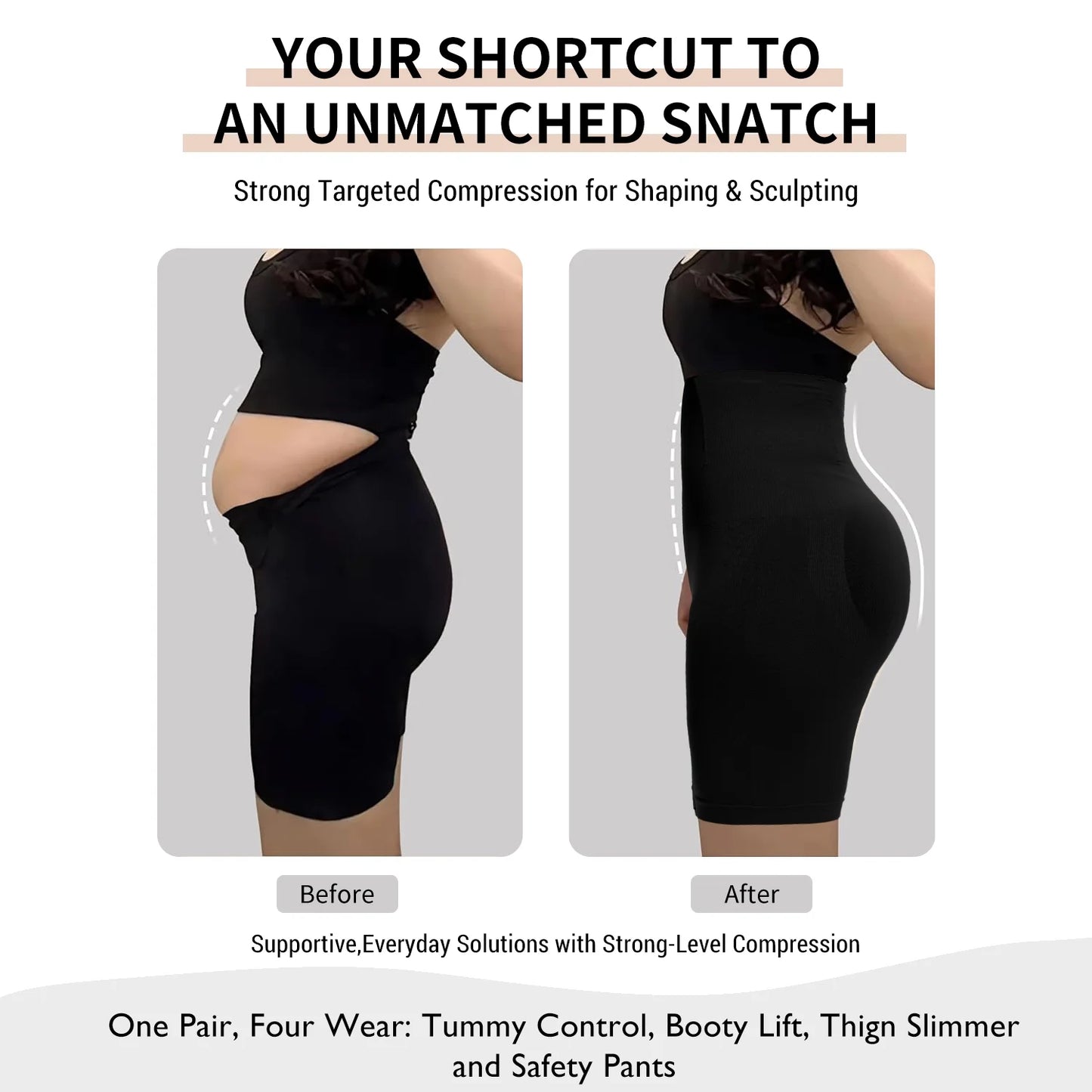 High Waist Tummy Shaper Shorts - Instant Slim Look